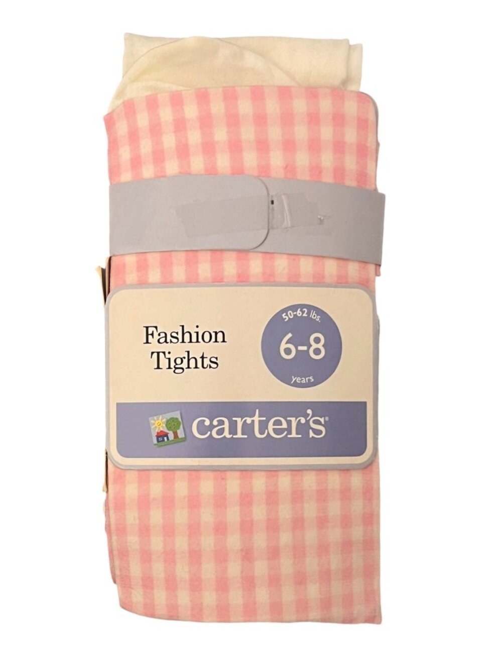 Carter's Girls 2-Pack Fashion Tights Size 6-8 Pink Gingham and White